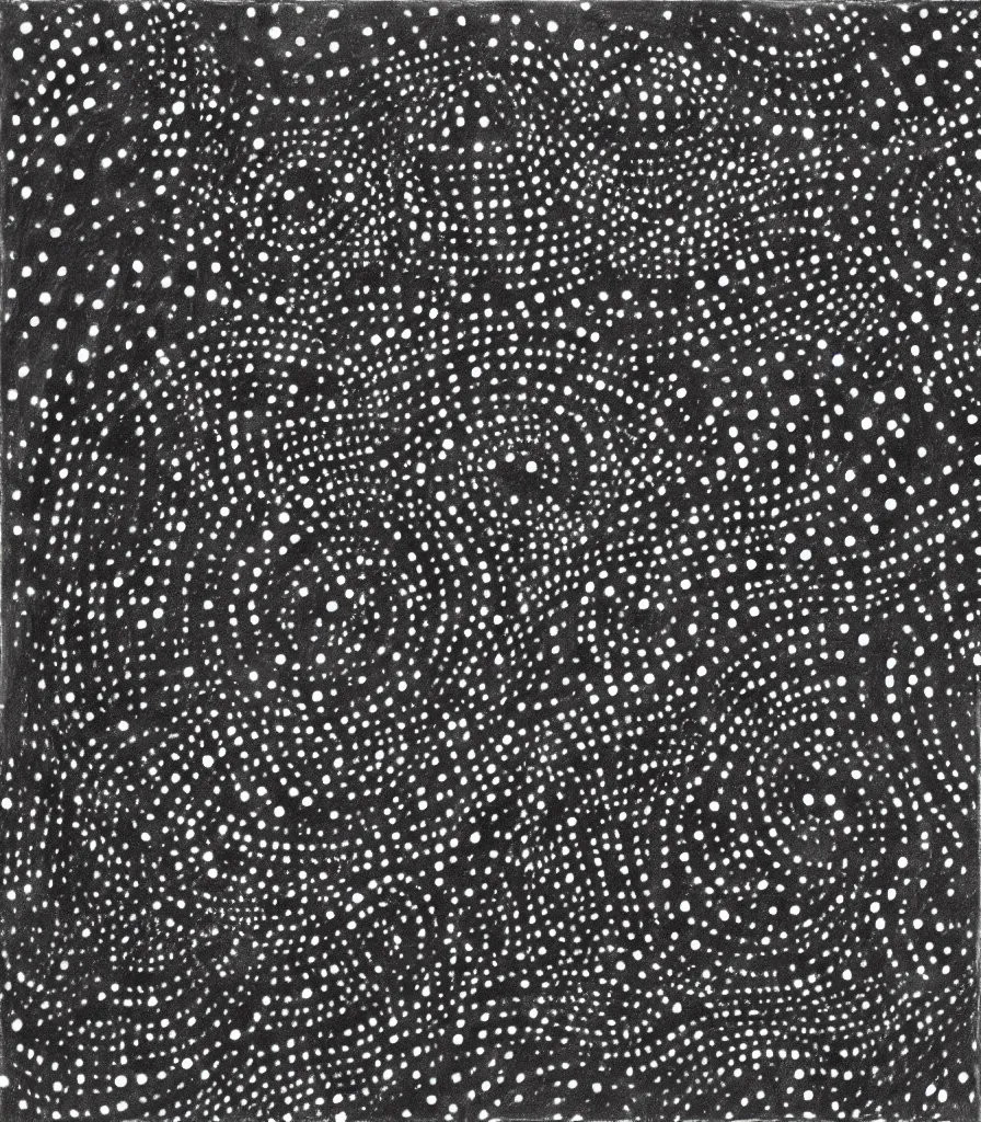 Prompt: a painting of two black, symmetrical, spiral galaxies, pointilism, rough charcoal sketch, black dots