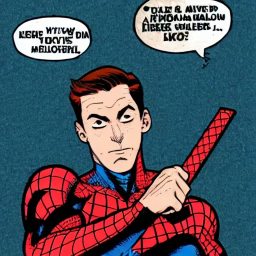 Image similar to peter parker holding mjolnir, marvel, comics, stan lee, jim lee, jack kirby, steve ditko