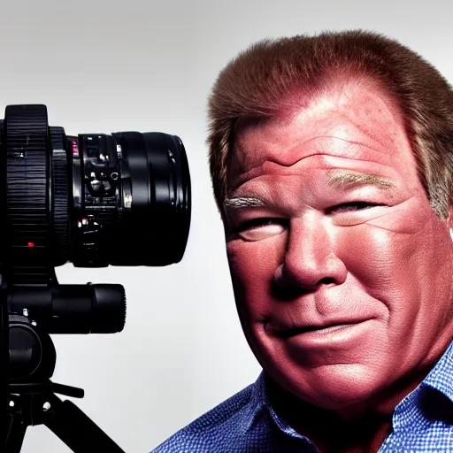 Image similar to dslr photography of william shatner, head and shoulders photography, cinematic, studio portrait