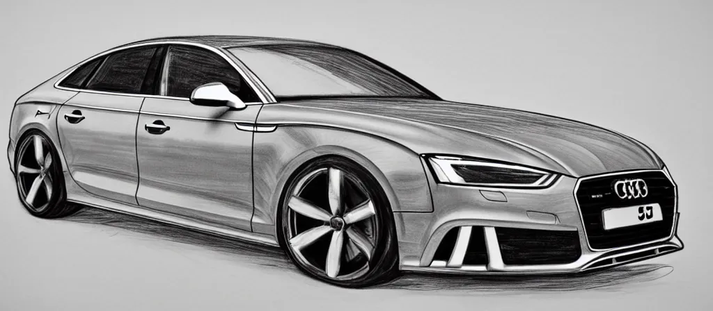 Image similar to a hand - drawn sketch of an audi s 5 sportback.