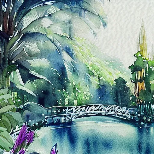 Prompt: Beautiful happy picturesque charming sci-fi town in harmony with nature. Beautiful light. Water and plants. Nice colour scheme, soft warm colour. Beautiful detailed artistic watercolor by Olivia. (2022)