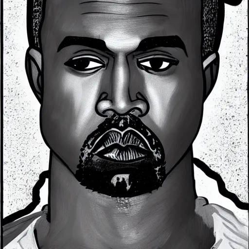 Image similar to kanye west drawn in the style of jojo's bizarre adventure