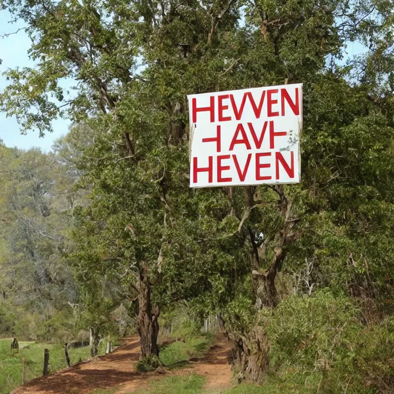 Prompt: A sign that says 'Heaven'