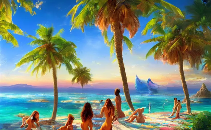 Image similar to paradise cosmic beach by vladimir volegov and raphael lacoste