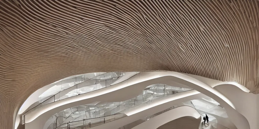 Image similar to extremely detailed stunning beautiful futuristic smooth curvilinear museum interior