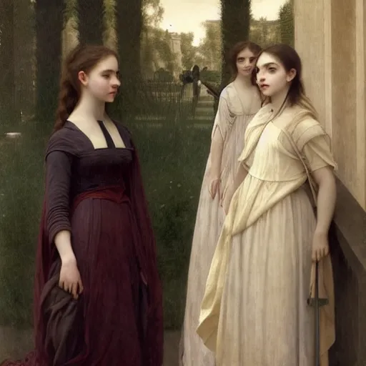 Prompt: elle fanning, ana de armas, anya taylor joy in prey picture by adolph bouguereau, asymmetrical, dark vibes, realistic painting, organic painting, matte painting, geometric shapes, hard edges, graffiti, street art : 2 by adolphe bouguereau : 4