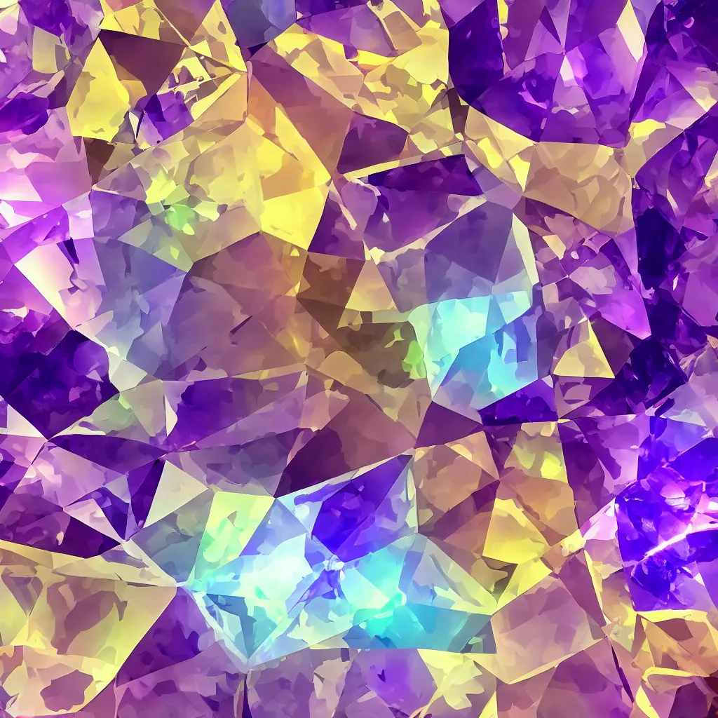 Image similar to amethyst geo gemstone prism multicolor gold liquid emeraud pearl quartz saphir grenat fluorite stylized digital illustration video game icon global illumination ray tracing advenced technology