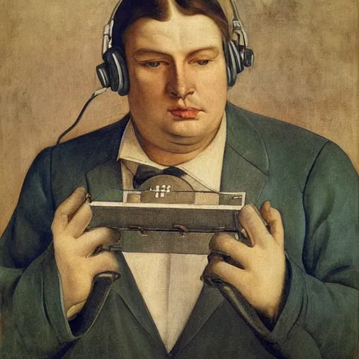 Image similar to face head whiskers ears Portrait of John Madden Hippo announcer standing atop a gridiron football field whilst wearing headphones whilst speaking into microphone booms eugene delacroix christian schad ilya repin giorgio de chirico giotto leonardo da vinci watercolor pastel oil