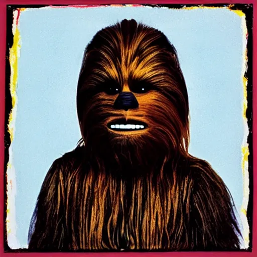 Image similar to portrait of chewbacca by andy warhol