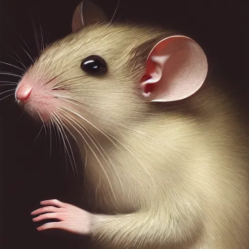 Prompt: Vampire mouse from Ancient Greece, 4k oil on linen by wlop, artgerm, andrei riabovitchev, nuri iyem, james gurney, james jean, greg rutkowski, highly detailed, soft lighting 8k resolution