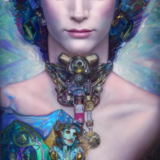 Prompt: extremely psychedelic beautiful cyborg queen of lsd. intricate, elegant, highly detailed, extremely lifelike photorealistic digital painting, artstation. steichen, gaston bussiere, tom bagshaw, cyberpunk alphonse mucha. dark pallet, melancholy. anatomically correct in every way. sultry. sharp focus. soft light.