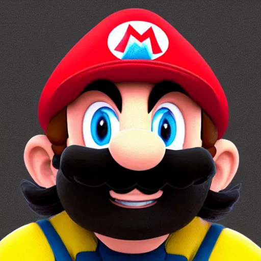 Image similar to super mario miserable wearing a black beanie