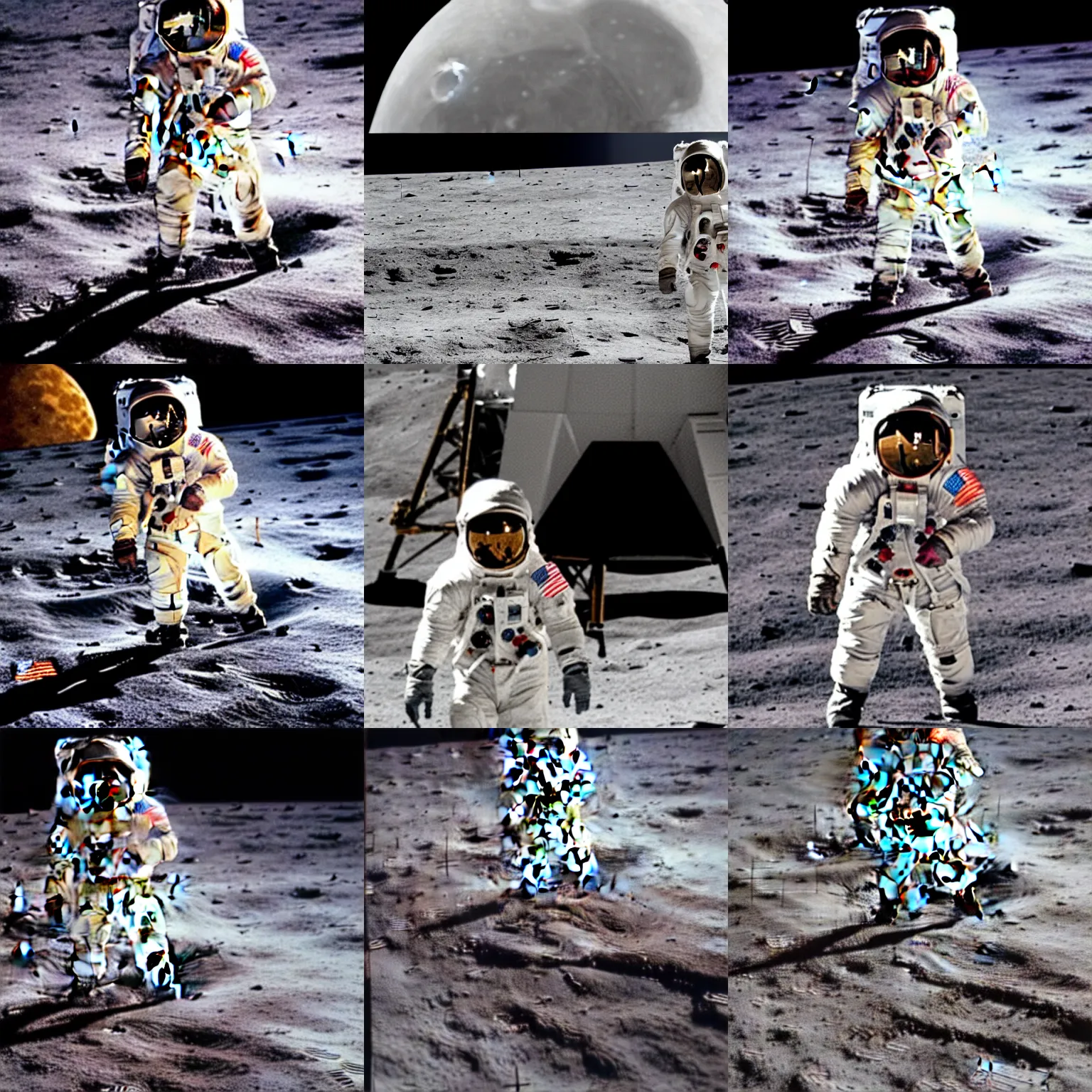 Prompt: Neil Armstrong taking the first step out of the lunar lander