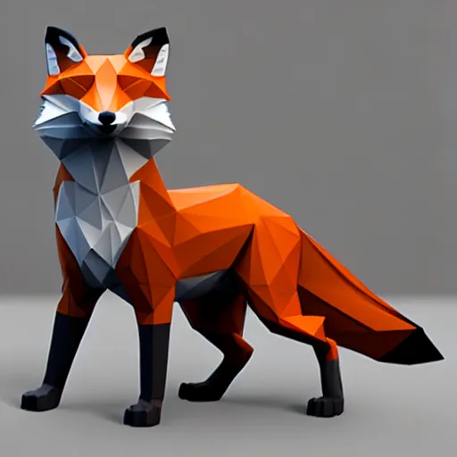 Image similar to fox lowpoly, unreal engine 5, octane render, 8k