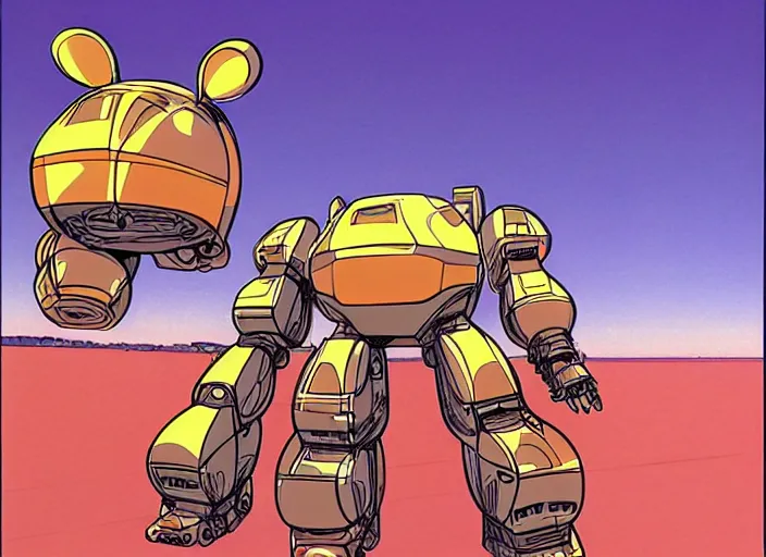 Image similar to a giant hamster shaped mecha, moebius,