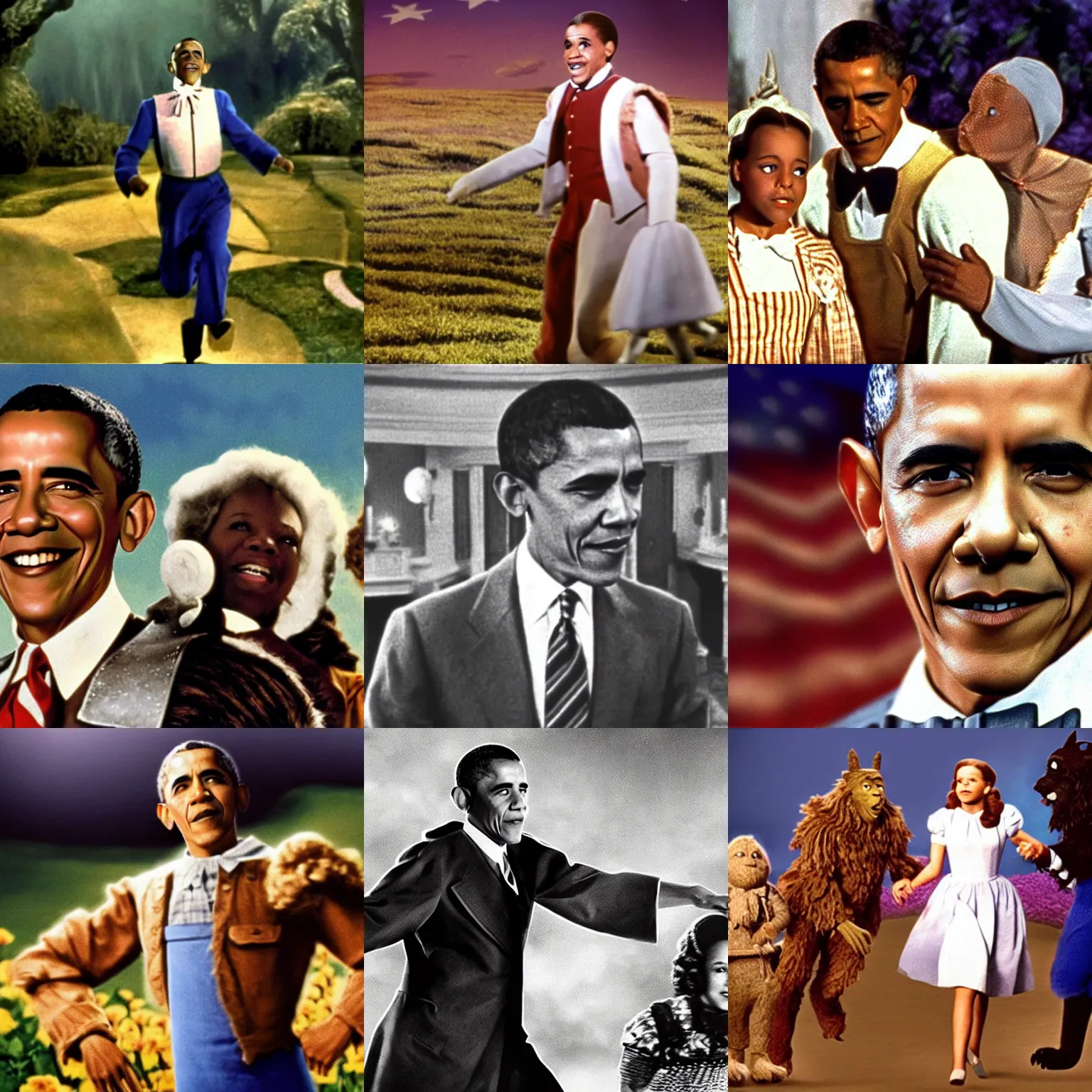 Prompt: Movie still of Barack Obama in Wizard of Oz