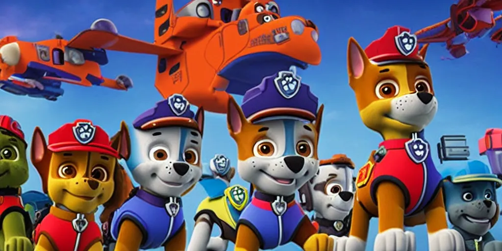 Image similar to a still from Paw Patrol: Apocalypse