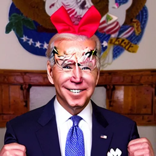 Image similar to joe biden cosplaying reimu hakurei