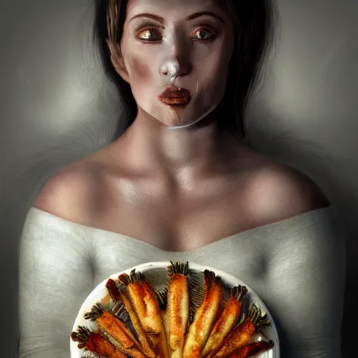 Image similar to anonymous as a cooked turducken on a platter, award winning creature portrait photography, extremely detailed, artstation, 8 k, sensual lighting, incredible art, wlop, artgerm