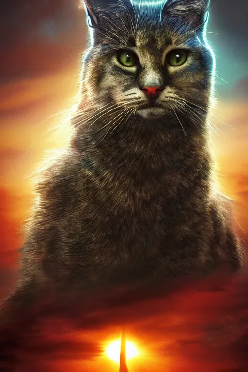 Image similar to a movie poster for warrior cats by wayne mclouglin, depth of field, sun flare, hyper realistic, very detailed, backlighting, trending on artstation