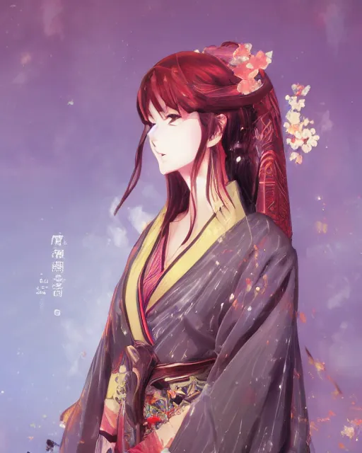 Image similar to An anime portrait of Ssunbiki as a beautiful woman wearing a kimono from Skyrim, by Stanley Artgerm Lau, WLOP, Rossdraws, James Jean, Andrei Riabovitchev, Marc Simonetti, and Sakimichan, trending on artstation