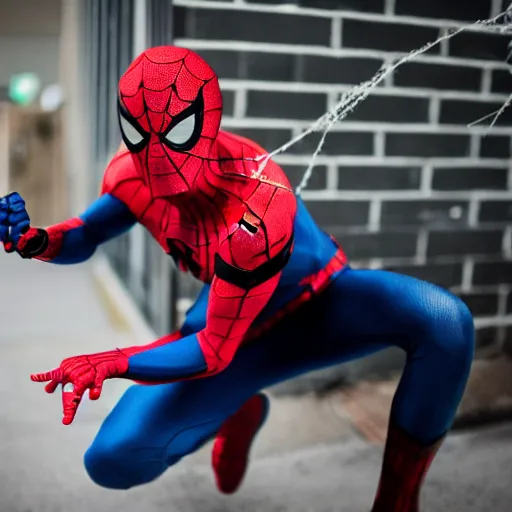 Prompt: Spider-man hitting the whip, photo, f2.8 50mm