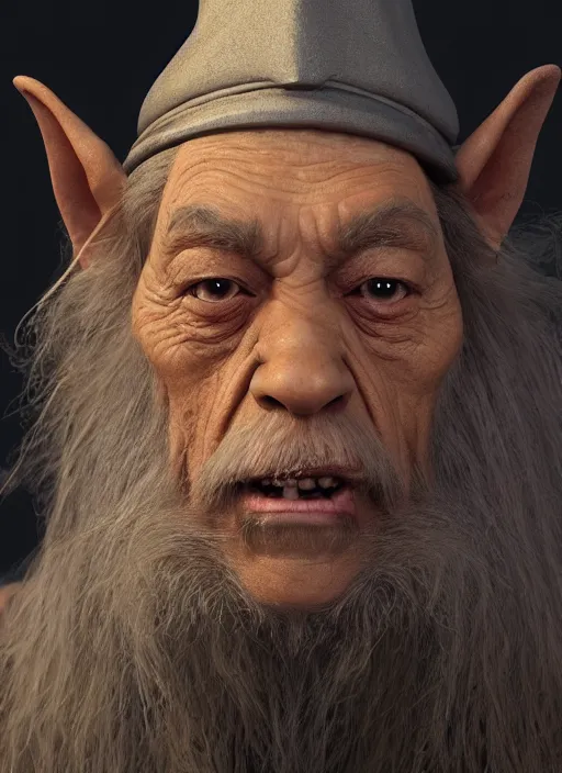 Prompt: portrait of a goblin as gandalf, trending in artstation, cinematic lighting, studio quality, smooth render, unreal engine 5 rendered, octane rendered, art style by klimt and nixeu and ian sprigger and wlop and krenz cushart.