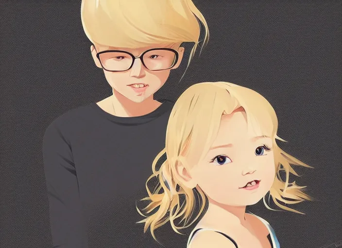 Image similar to a baby with blonde hair sitting in an armchair. clean cel shaded vector art. shutterstock. behance hd by lois van baarle, artgerm, helen huang, by makoto shinkai and ilya kuvshinov, rossdraws, illustration, art by ilya kuvshinov