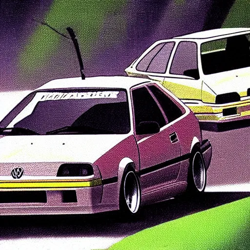 Image similar to volkswagen corrado initial d, anime art