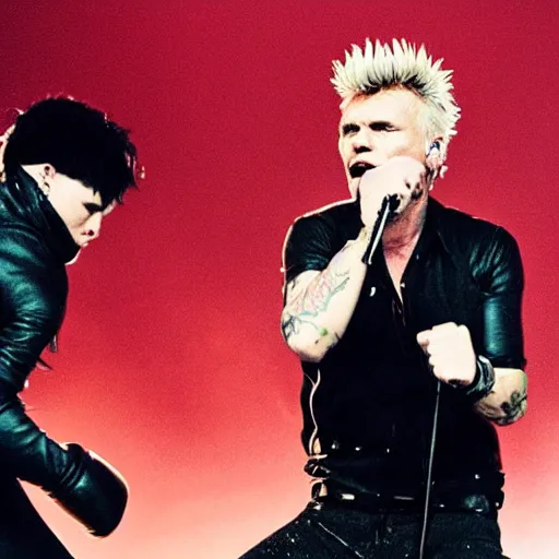 Prompt: A photo of Billy Idol punching Neil Finn