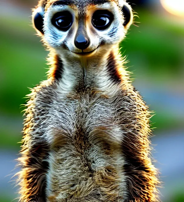Image similar to a cute meerkat in the style of zootopia