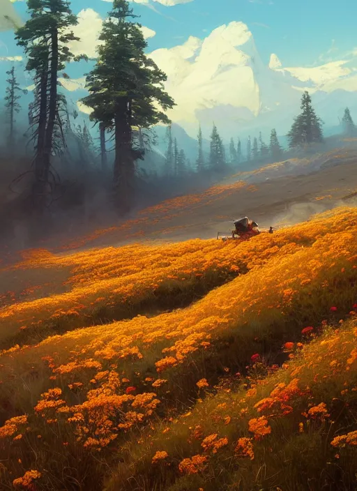 Prompt: alpine tundra wildfire, extremely detailed oil painting, unreal 5 render, rhads, sargent and leyendecker, savrasov levitan polenov, bruce pennington, studio ghibli, tim hildebrandt, digital art, landscape painting, octane render, beautiful composition, trending on artstation, award winning photograph, masterpiece