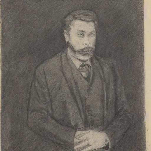 Image similar to portrait of an occult detective by alfred stevens in charcoal