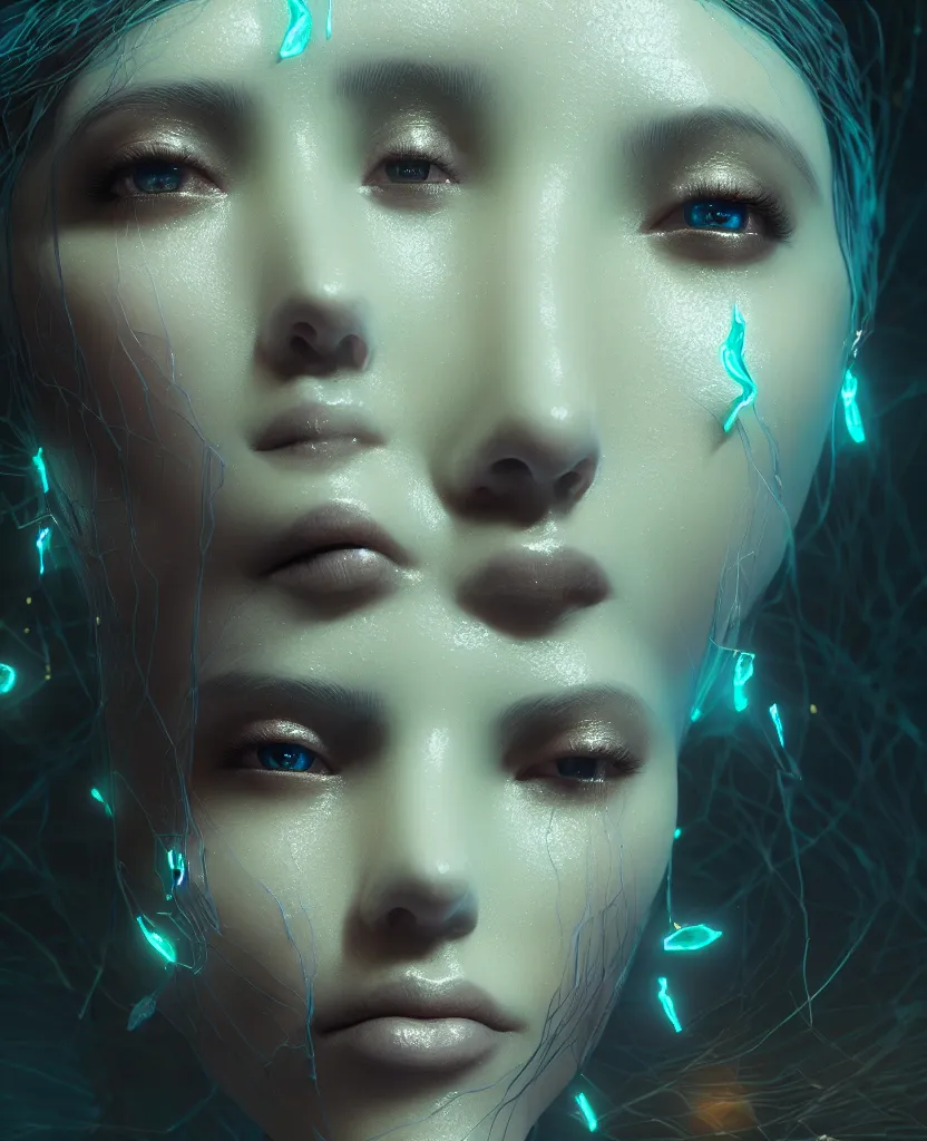 Image similar to goddess close-up portrait, giant spider queen, bioluminiscent, intricate artwork by Tooth Wu and wlop and beeple. octane render, trending on artstation, greg rutkowski very coherent symmetrical artwork. cinematic, hyper realism, high detail, octane render, 8k