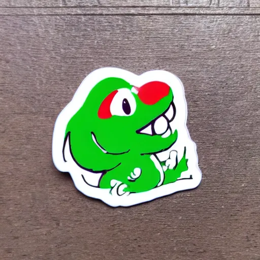 Image similar to symmetrical die cut sticker, yoshi from yoshi's island, splatter paint