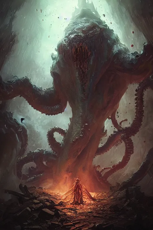 Image similar to lovecraftian monster, digital art, magic the gathering, mtg, by greg rutkowski, trending on artstation