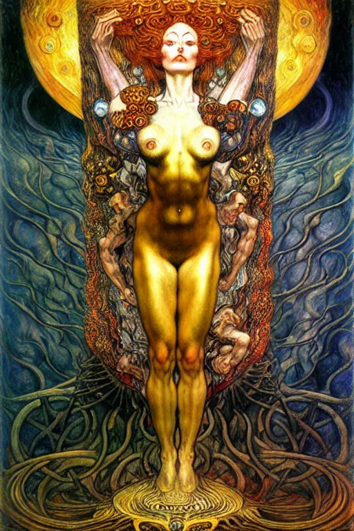 Image similar to Divine Chaos Engine by Karol Bak, Jean Delville, William Blake, Gustav Klimt, and Vincent Van Gogh, symbolist, visionary