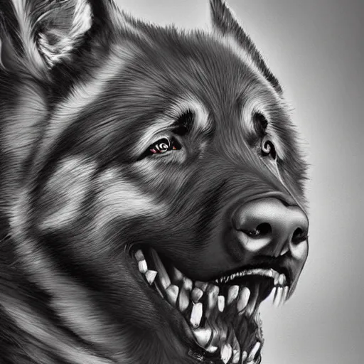 Image similar to a humanoid german shepherd beast - man, wearing suit, highly detailed portrait, digital painting, artstation, concept art, smooth, sharp foccus ilustration, artstation