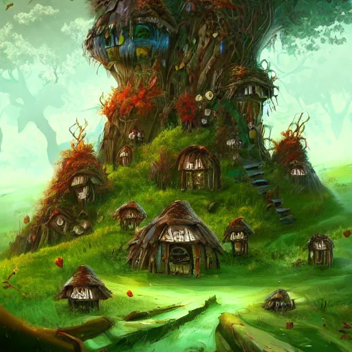 Image similar to fungus forest village, trending on artstation