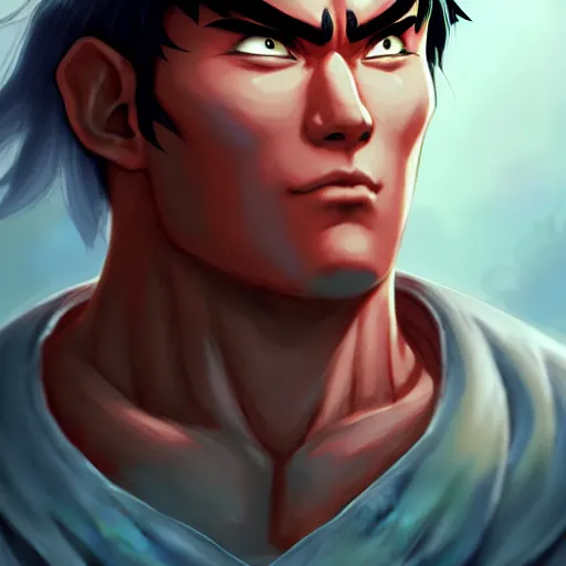 Image similar to a portrait of ryu from street fighter 2, art by lois van baarle and loish and ross tran and rossdraws and sam yang and samdoesarts and artgerm, digital art, highly detailed, intricate, sharp focus, trending on artstation hq, deviantart, unreal engine 5, 4 k uhd image