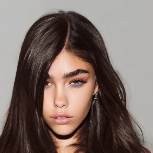 Image similar to 4k,ultra detailed portrait of Madison Beer by Rachel Ruysch