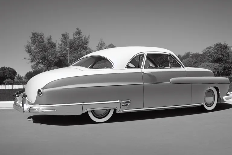 Prompt: A Fastback 1949 Lincoln Town Sedan, shot on canon camera, shot on 16mm film, hyper-realistic, photo, uncropped, high quality, raytracing reflections