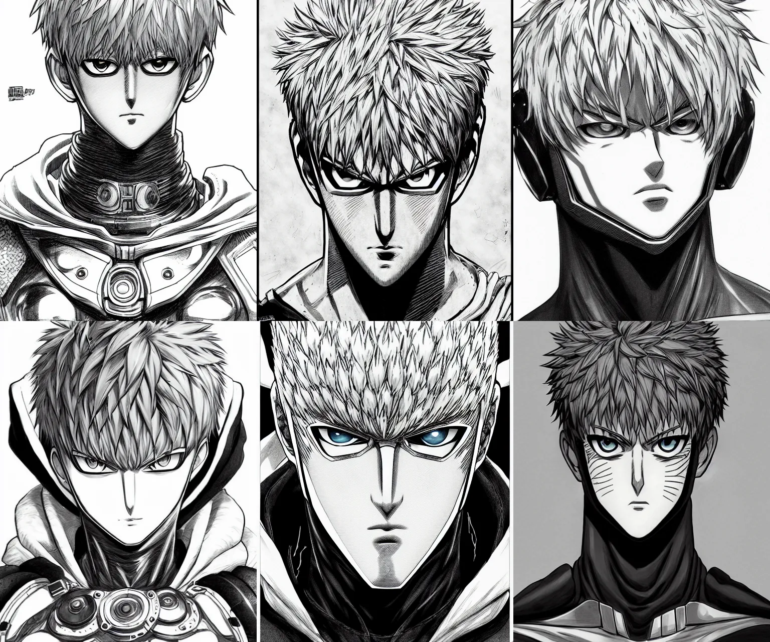 Prompt: portrait of genos from one - punch man, sketch, artstation trending, intricate linework, highly detailed, focus, smooth, by yusuke murata