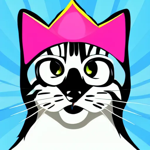 Prompt: a smug cat wearing a crown, vector, pixta.jp
