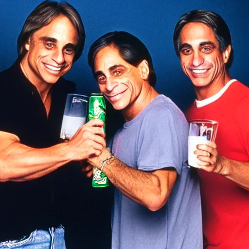 Prompt: tony danza cracking open a cold one with tony danza and the boys