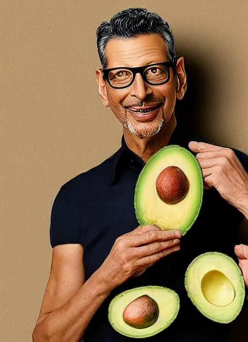 Image similar to jeff goldblum inside avocado