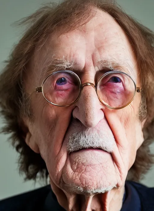 Prompt: DSLR photo portrait still of 81 year old age 81 John Lennon at age 81!!!, 85mm f1.8