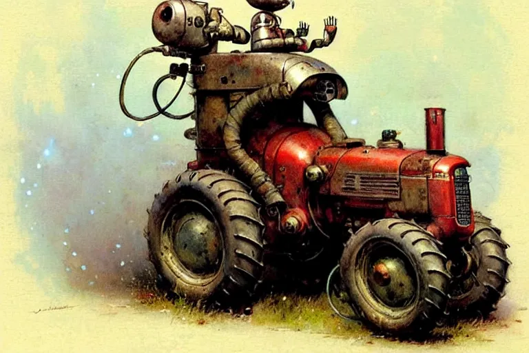 Image similar to adventurer ( ( ( ( ( 1 9 5 0 s retro future robot android fat mouse tractor. muted colors. ) ) ) ) ) by jean baptiste monge!!!!!!!!!!!!!!!!!!!!!!!!! chrome red