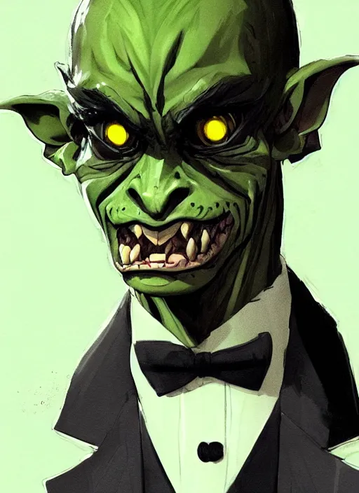 portrait of a green skin handsome goblin in a tuxedo. | Stable ...