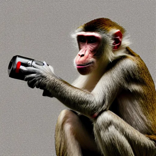 Image similar to a monkey using a drill, 4 k, highly detailed